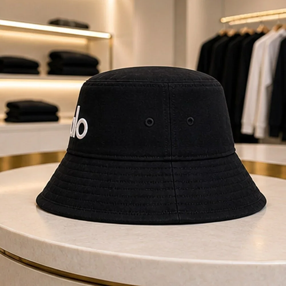 ALO Yoga Black Athleisure Bucket Hat Logo